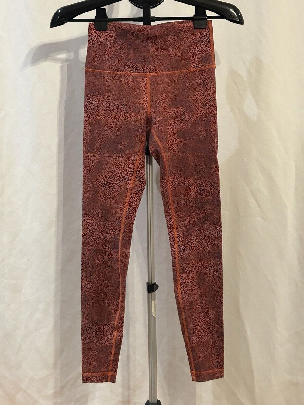 Lululemon Wunder Train High Rise Tights Crackle Glaze Orange Women's size 6